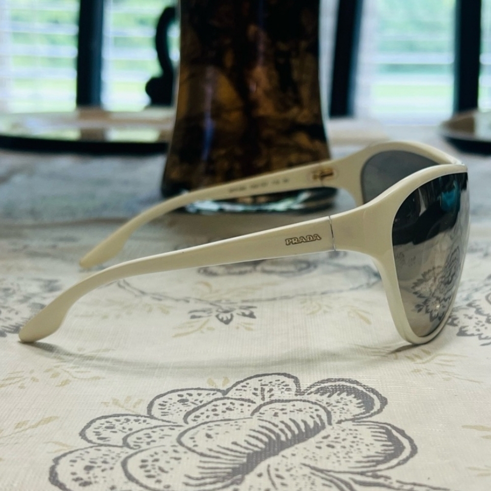 Prada Shield Sunglasses - Prada White Sunnies - White Shades- Prada White Shades - Picture 4 of 8